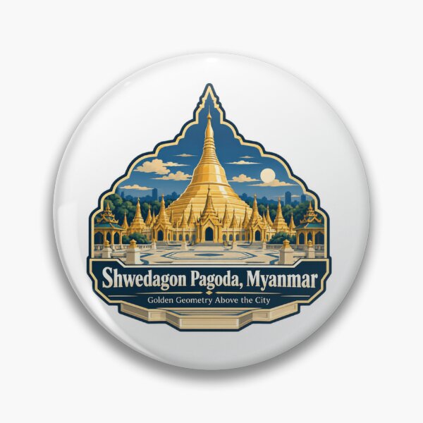 Item preview, Shwedagon Pagoda, Myanmar Golden Geometry Above The City | Travel Souvenir Buddhist Landmark Explorer designed and sold by Simsimah26Parks.
