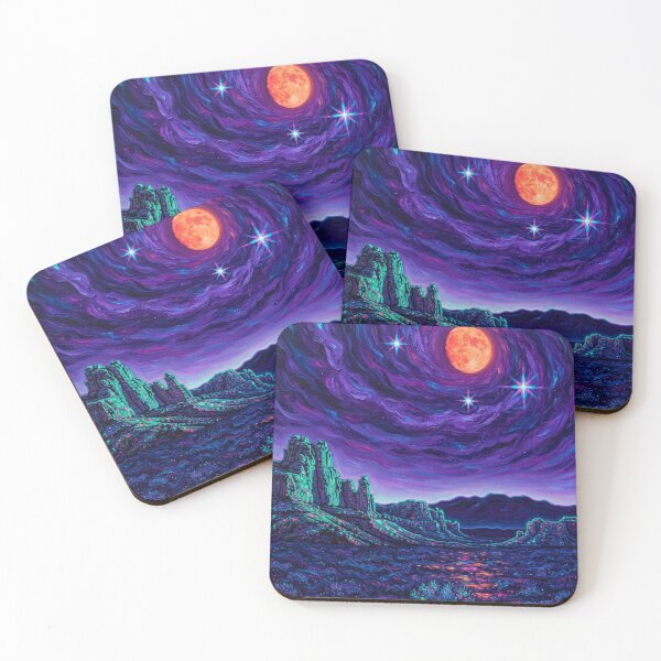 Item preview, Electric Desert Moon & Stars Neon Wall Art designed and sold by CleverCulture.