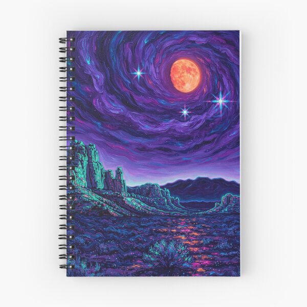 Item preview, Electric Desert Moon & Stars Neon Wall Art designed and sold by CleverCulture.