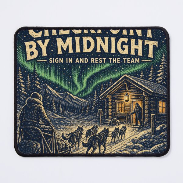Item preview, Checkpoint By Midnight Sled Dog Musher Poster Art designed and sold by BoosterShop.