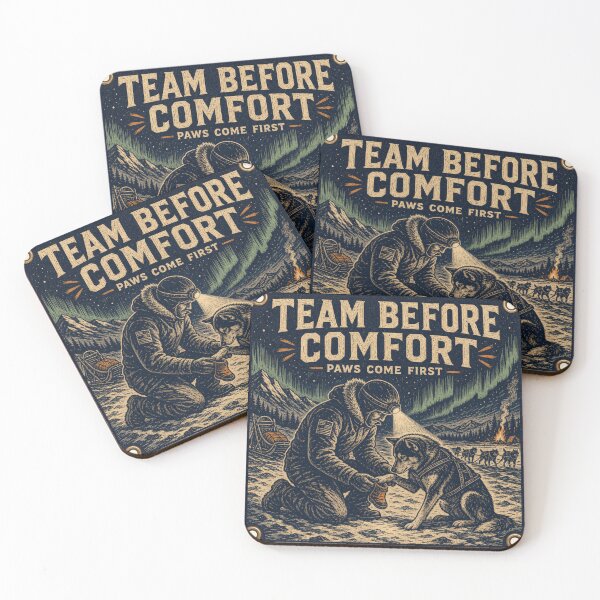 Artikelvorschau, Team Before Comfort – Musher Pfotenpflege Motiv entworfen und verkauft von BoosterShop.
