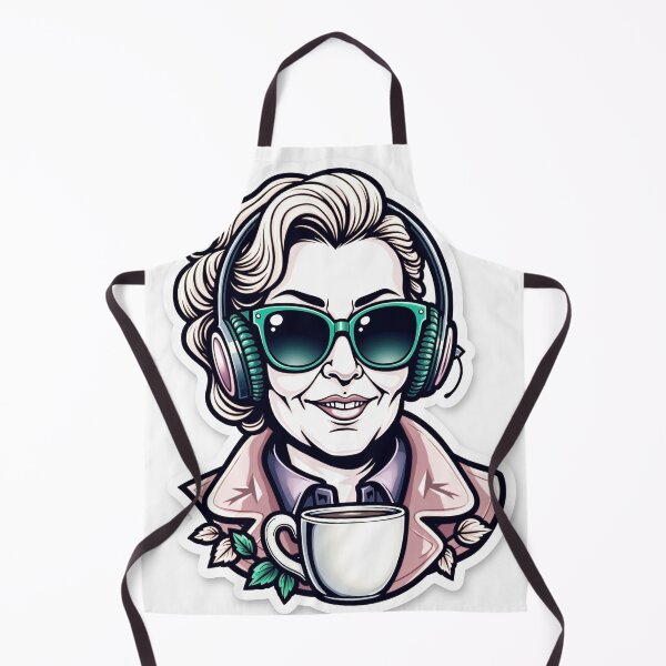 Aperçu de l'œuvre Cool Grandma Sunglasses & Coffee Cup Tattoo Flash créée et vendue par Qubivibe.