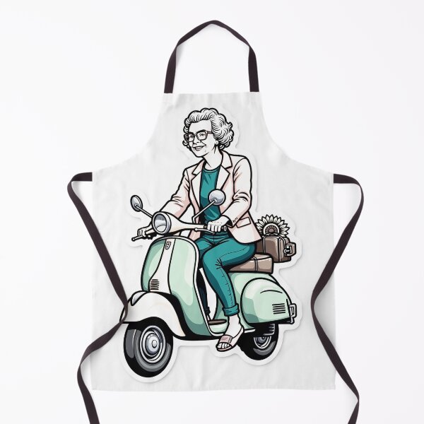 Aperçu de l'œuvre Vibrant Grandma on Vespa Tattoo Flash créée et vendue par Qubivibe.