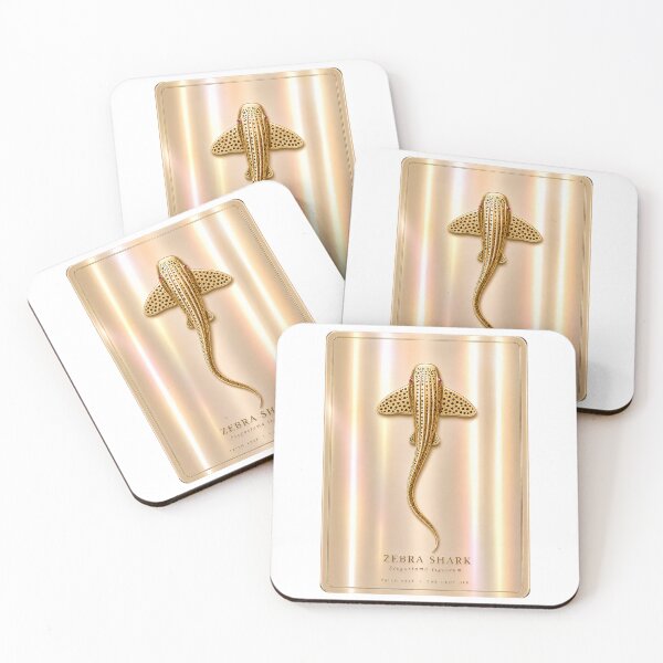 Item preview, Zebra Shark Gold Foil Stegostoma tigrinum Marine Life Art designed and sold by KenworksDigital.