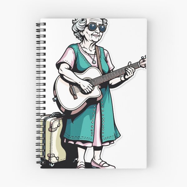 Item preview, Sunny Grandma Guitar Flash Tattoo Design designed and sold by Qubivibe.
