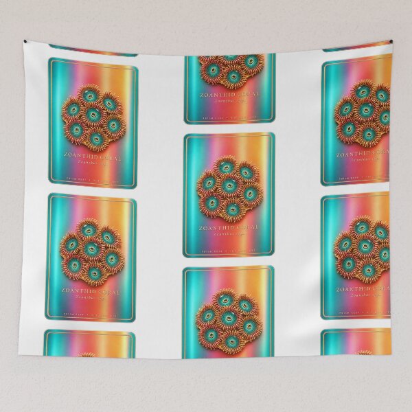 Item preview, Zoanthid Coral Cluster Reef Aquarium Jeweled Teal Orange Art designed and sold by KenworksDigital.