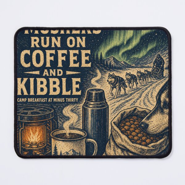 Item preview, Mushers Run On Coffee And Kibble Musher Camp Coffee Art designed and sold by BoosterShop.