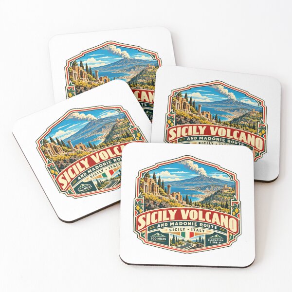 Aperçu de l'œuvre Route des volcans de Sicile et des Madonie, Italie, souvenir de voyage, road trip sicilien créée et vendue par RetroMini2026.
