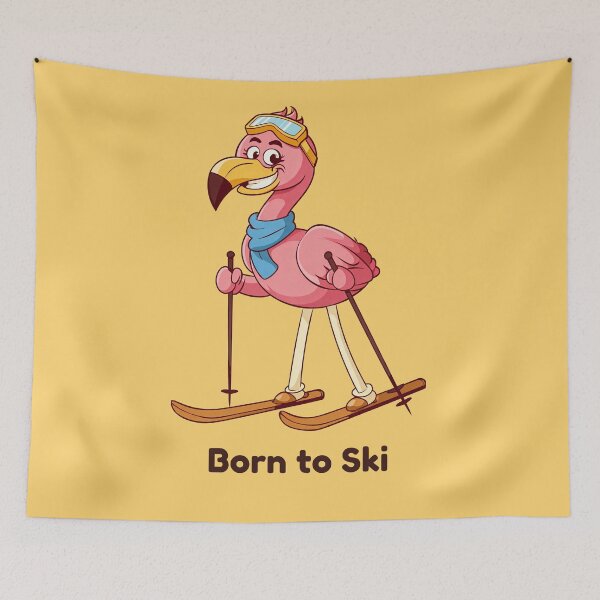Item preview, Funny Flamingo Skier designed and sold by Tiny Ambitions.