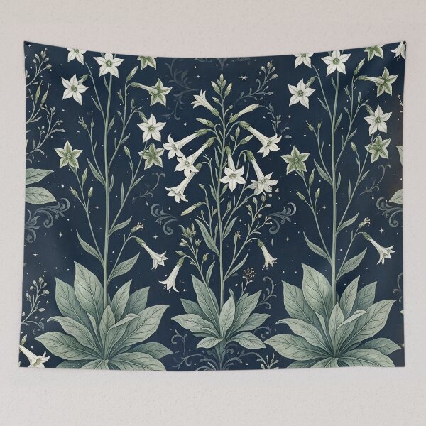 Item preview, Midnight Navy White Bell Flower Meadow designed and sold by Studio BC.