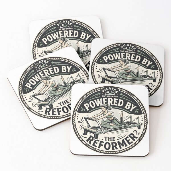 Item preview, Powered By The Reformer Vintage Pilates Woodcut Badge designed and sold by REFORMER & COFFEE STUDIO.