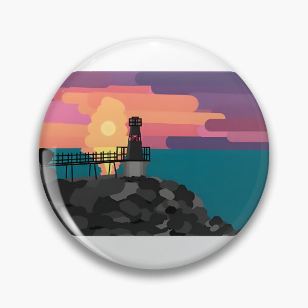 Item preview, Battery Point Portishead Lighthouse Sunset Landscape Artwork designed and sold by hayderx1.