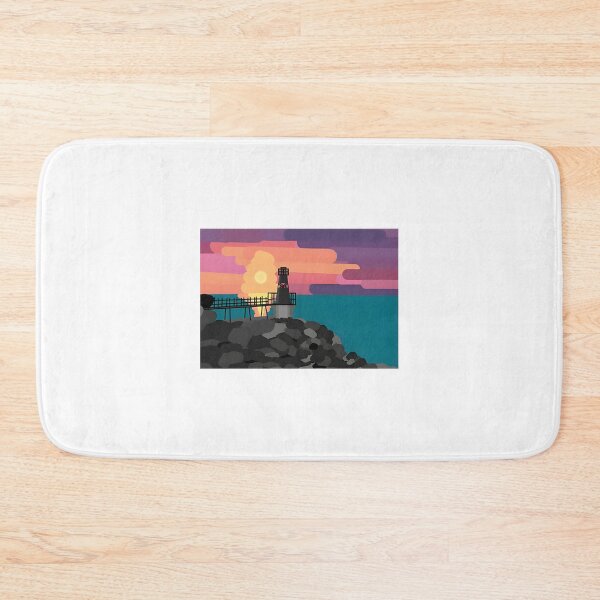 Item preview, Battery Point Portishead Lighthouse Sunset Landscape Artwork designed and sold by hayderx1.