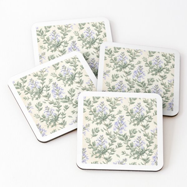 Item preview, Pale Cream Delicate Blue Flora Pattern designed and sold by Studio BC.