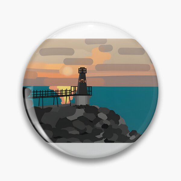 Item preview, Battery Point Portishead Lighthouse Silhouette at Sunrise Scenic Coastal Landscape designed and sold by hayderx1.