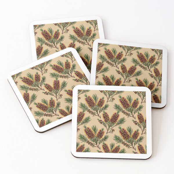 Item preview, Australian Red Banksia & Pine Cone Motif designed and sold by Studio BC.