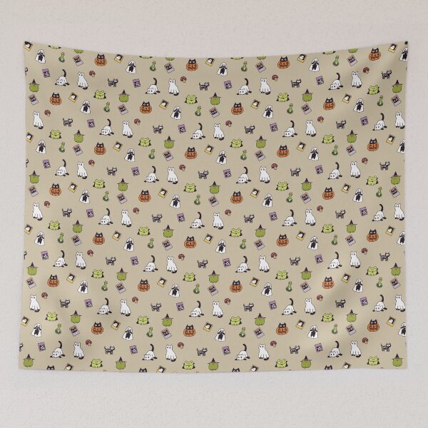 Item preview, Whimsical Halloween Cats and Frogs Digital Seamless Paper designed and sold by Moss & Mystics.
