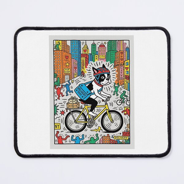 Item preview, Boston Terrier Bicycle Messenger designed and sold by PictoVibe.