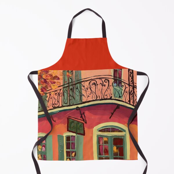 Item preview, Charming Quaint Cafe Framed by Colorful Autumn Leaves and Ornate Ironwork in Soft Pastel Tones designed and sold by OlfactoART Studio.