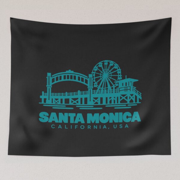Item preview, Santa Monica California USA Line Art Coastline Poster designed and sold by CMYKStudio.