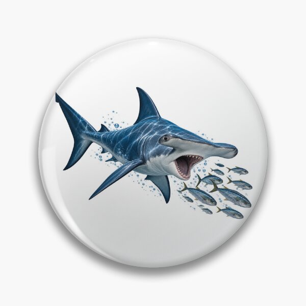 Item preview, This is a design of a hammerhead shark chasing fish designed and sold by RBBeachDesigns.