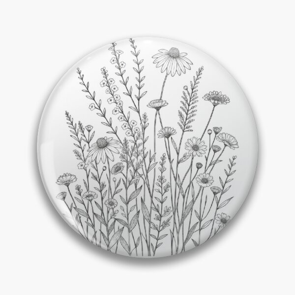 Artikelvorschau, Linienzeichnung von Wildblumen entworfen und verkauft von DivineHaven.