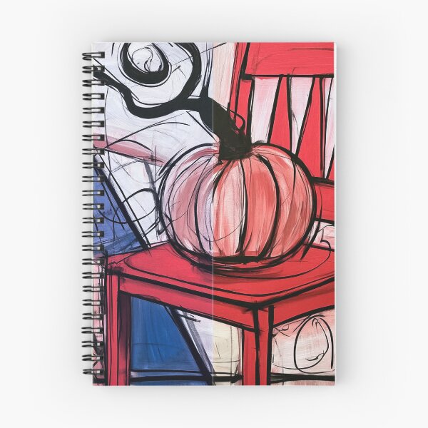 Item preview, Abstract Pumpkin on a Red Chair with Bold Swirling Lines and Colorful Geometric Artistic Energy designed and sold by OlfactoART Studio.