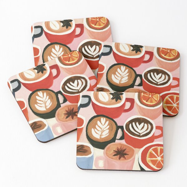 Item preview, Colección de tazas de café coloridas con creativos diseños de arte latte con frutas y una atractiva variedad de bebidas. designed and sold by OlfactoART Studio.