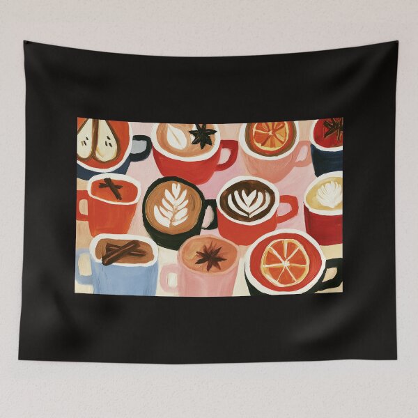 Item preview, Colorful Coffee Mug Collection with Creative Latte Art Fruit Garnishes and Inviting Beverage Variety designed and sold by OlfactoART Studio.