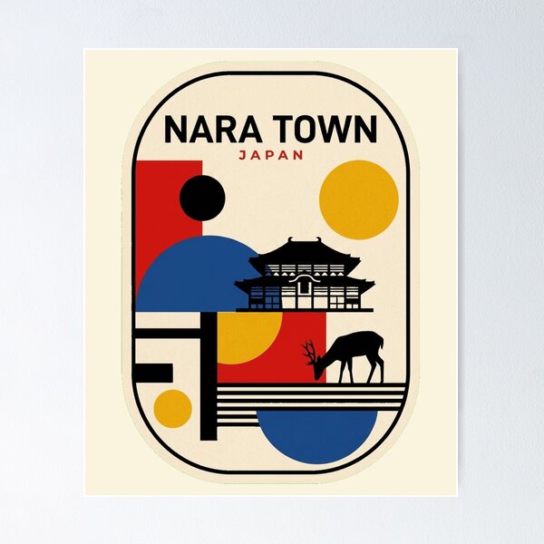 Item preview, Retro Nara Town Bauhaus Geometric Skyline designed and sold by k3rstman1.