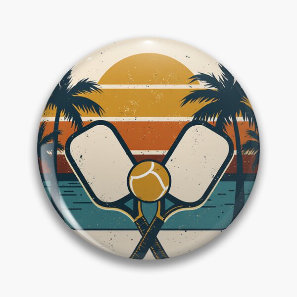 Item preview, Pickleball Retro Sunset Palm Trees Vintage Paddles designed and sold by Stupid Shirts.