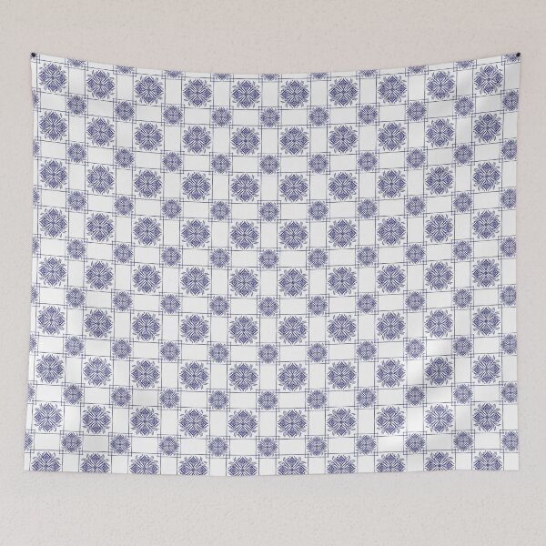 Artikelvorschau, Blau-weißes Fliesenmuster, nahtloses digitales Papier mit indigofarbenem Blumenmuster, mediterranes Druckdesign entworfen und verkauft von AnnavelleStudio.