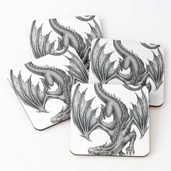 Item preview, Spiral-Tail Diving Dragon - Headfirst Ink Illustration designed and sold by DragonSerpent Ink.