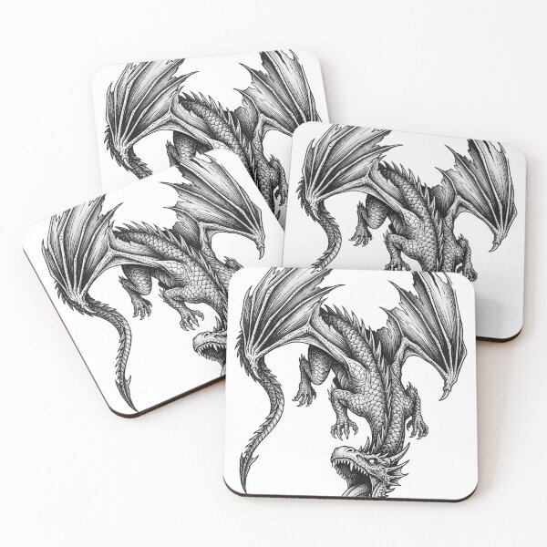 Item preview, Diving Dragon - Inverted Headfirst Ink Illustration designed and sold by DragonSerpent Ink.