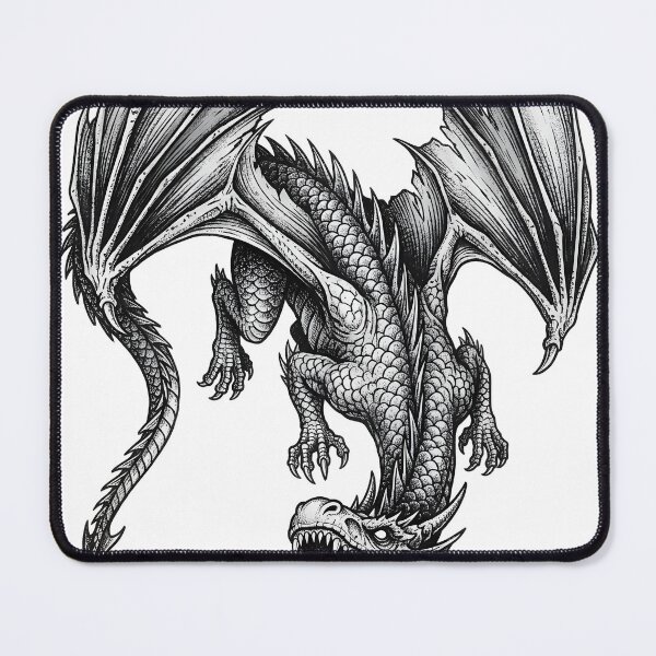 Item preview, Diving Dragon - Inverted Headfirst Ink Illustration designed and sold by DragonSerpent Ink.