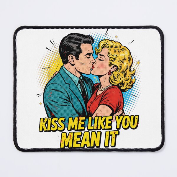 Item preview, Kiss Me Like You Mean It | Retro Pop Art Romance Vintage Comic Couple designed and sold by tztrends.