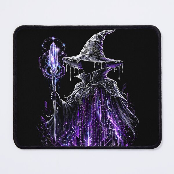 Item preview, Cyberpunk Wizard Holding a Purple Crystal Staff designed and sold by Skolyak.