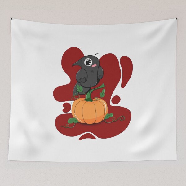 Aperçu de l'œuvre Citrouille Corbeau Kawaii Mignonne Halloween créée et vendue par khidrahsarts.