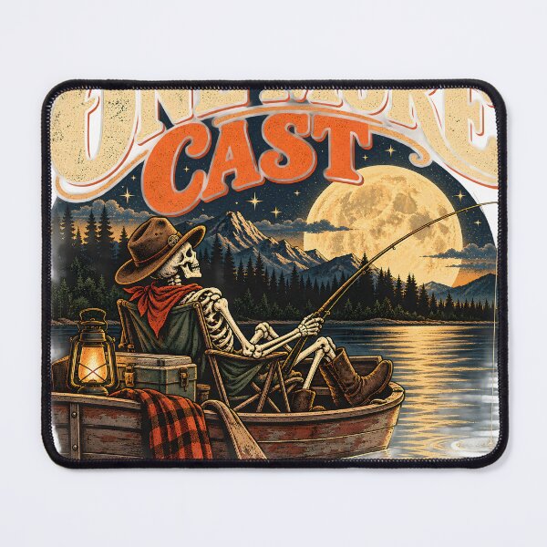 Item preview, One More Cast Skeleton Fishing Full Moon Vintage Outdoor Design designed and sold by suthee navakul.