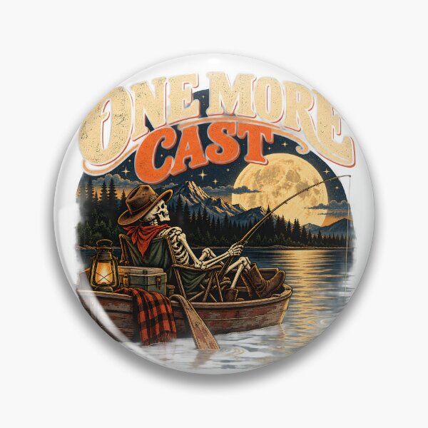 Item preview, One More Cast Skeleton Fishing Full Moon Vintage Outdoor Design designed and sold by suthee navakul.