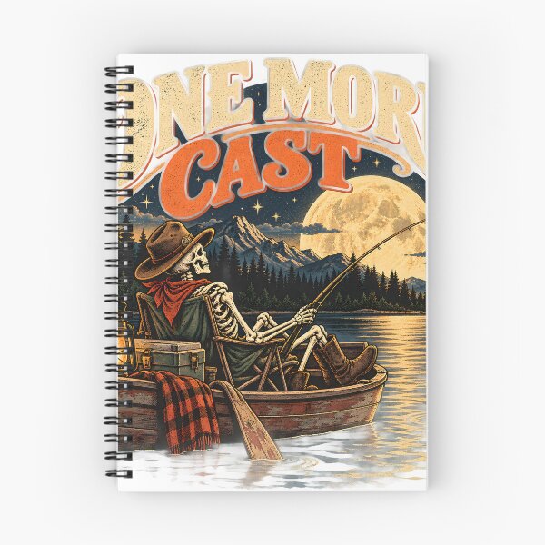 Item preview, One More Cast Skeleton Fishing Full Moon Vintage Outdoor Design designed and sold by suthee navakul.