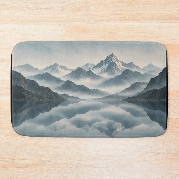 Item preview, Misty Mountain Reflection – Serene Blue Lake Landscape designed and sold by novadawy.
