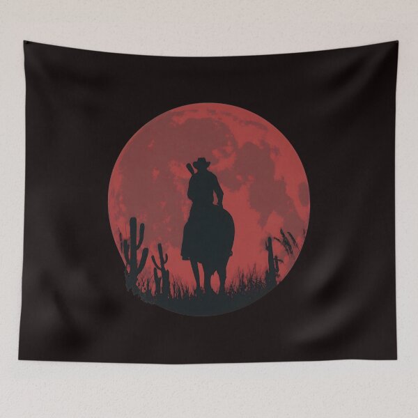 Item preview, Cowboy Red Moon Western Desert Rider Art designed and sold by Pixelonersquare.