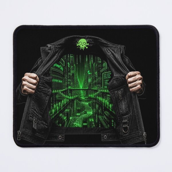 Item preview, Cyberpunk Hacker CyberCity Opened Denim Jacket Streetwear designed and sold by LazyDayzCo.