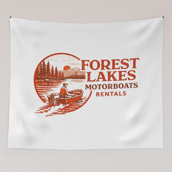Item preview, Forest Lakes Motorboats Rentals Poster designed and sold by Matinez Pink.