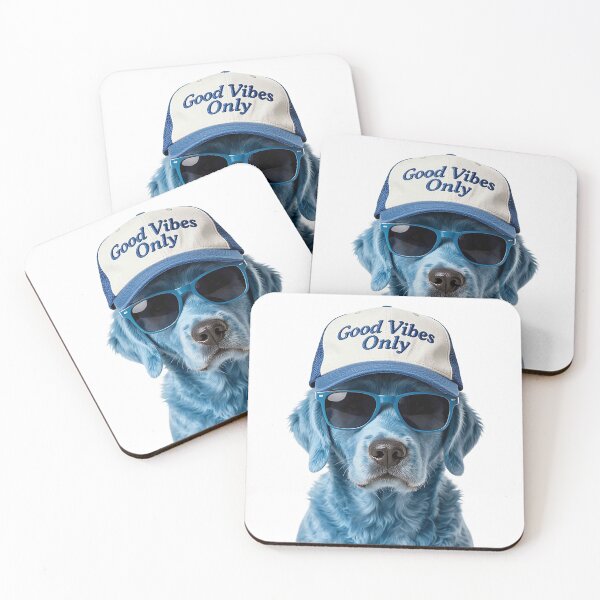 Item preview, Cool Blue Golden Retriever Good Vibes Only Cap & Sunglasses designed and sold by MFMart.