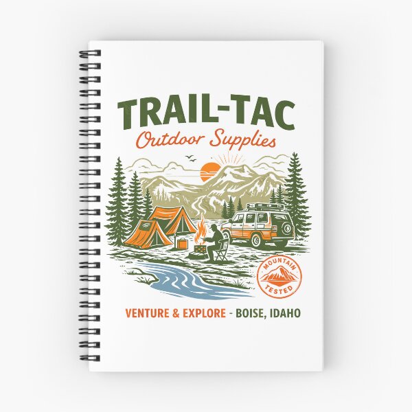 Aperçu de l'œuvre Affiche des fournitures de plein air Trail-Tac créée et vendue par Matinez Pink.