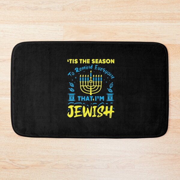 Aperçu de l'œuvre Célébration amusante de Hanoukka (Hanouka) avec une menorah bleue et jaune créée et vendue par HytoneArt.
