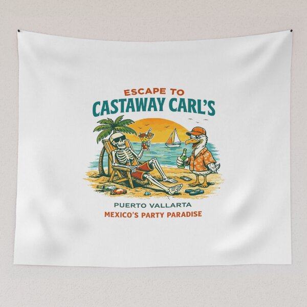 Item preview, Castaway Carl's Puerto Vallarta Poster designed and sold by Matinez Pink.