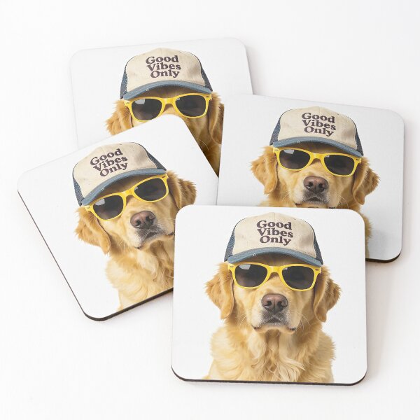 Item preview, Golden Retriever Good Vibes Only Cap Yellow Sunglasses designed and sold by MFMart.